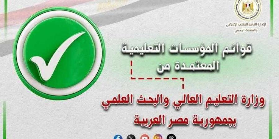 التعليم العالي تعلن القوائم المُحدثة لمؤسسات التعليم العالي المُعتمدة بجمهورية مصر العربية - زاجل الإخباري